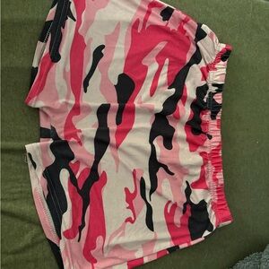 Women's Athletic Shorts in Pink and Black Camouflage